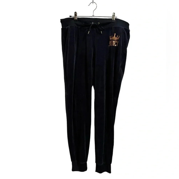 Juicy Couture Y2K Navy Velour Joggers Size Large - Picture 1 of 5
